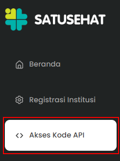 Menu Kode Akses API