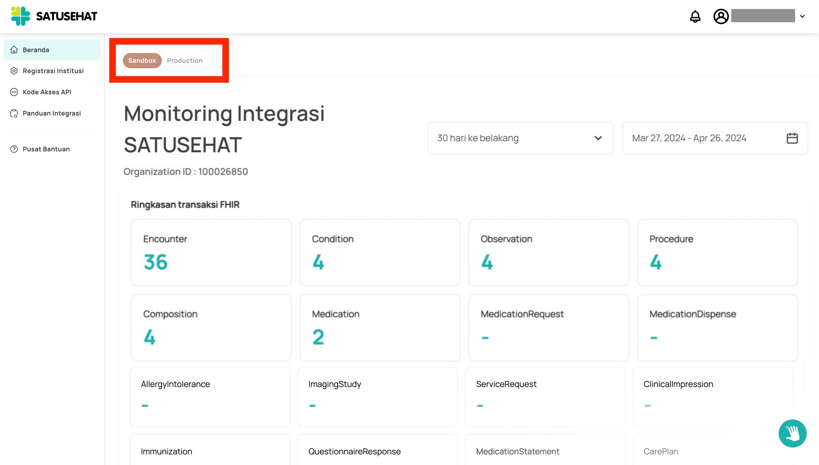 Halaman beranda Monitoring