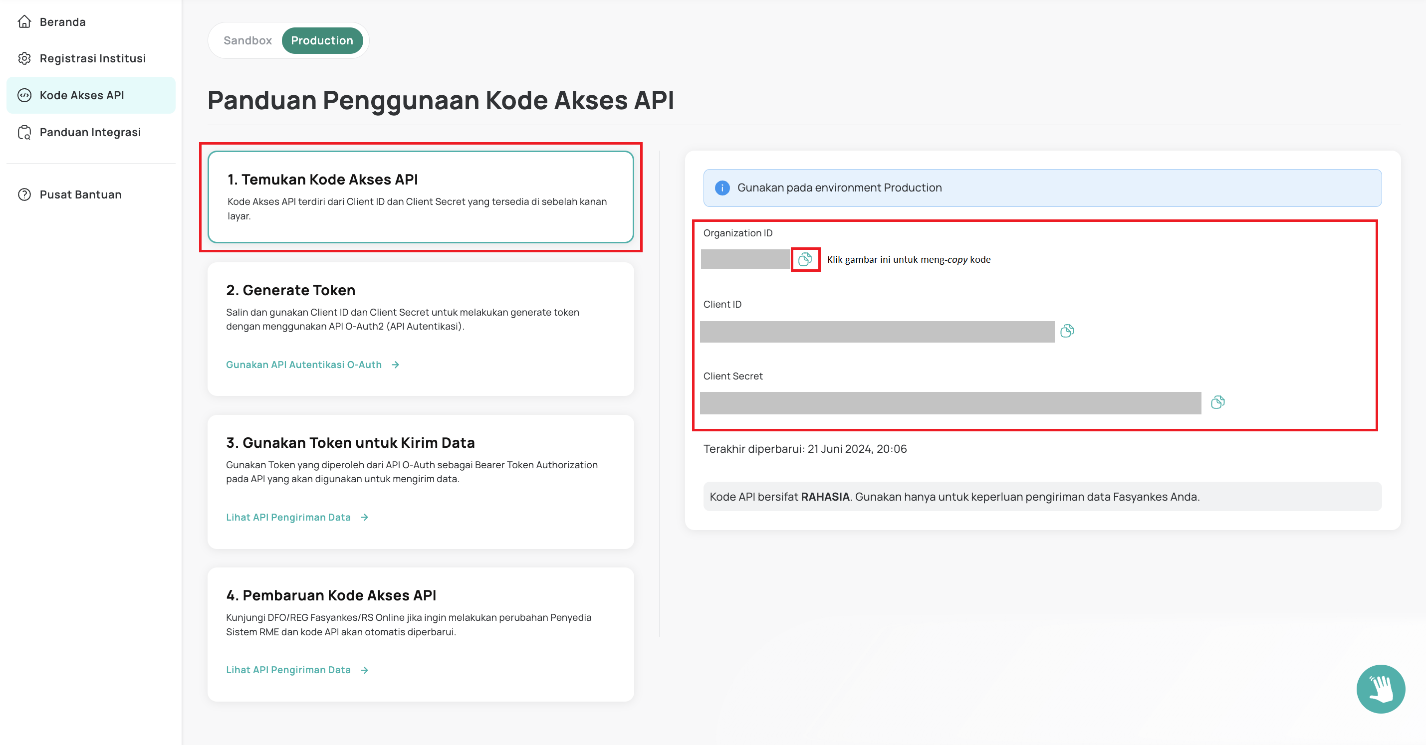 Kode Akses API