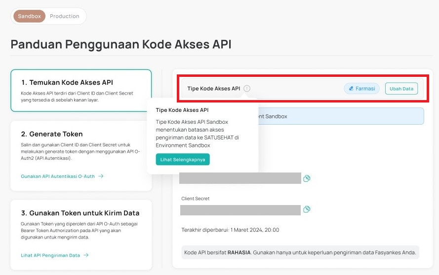 Tipe Kode Akses API