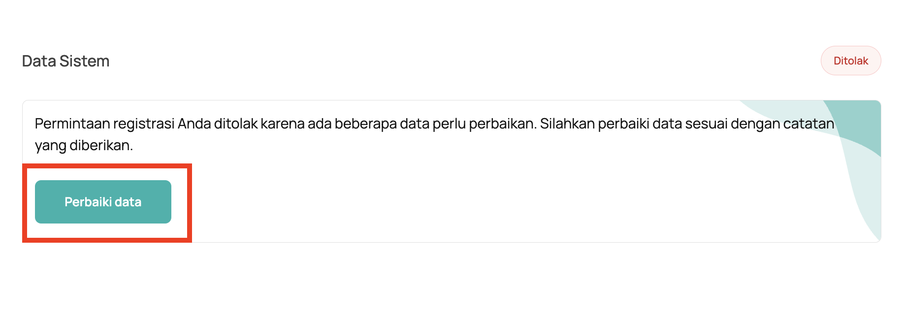 Ditolak Sistem