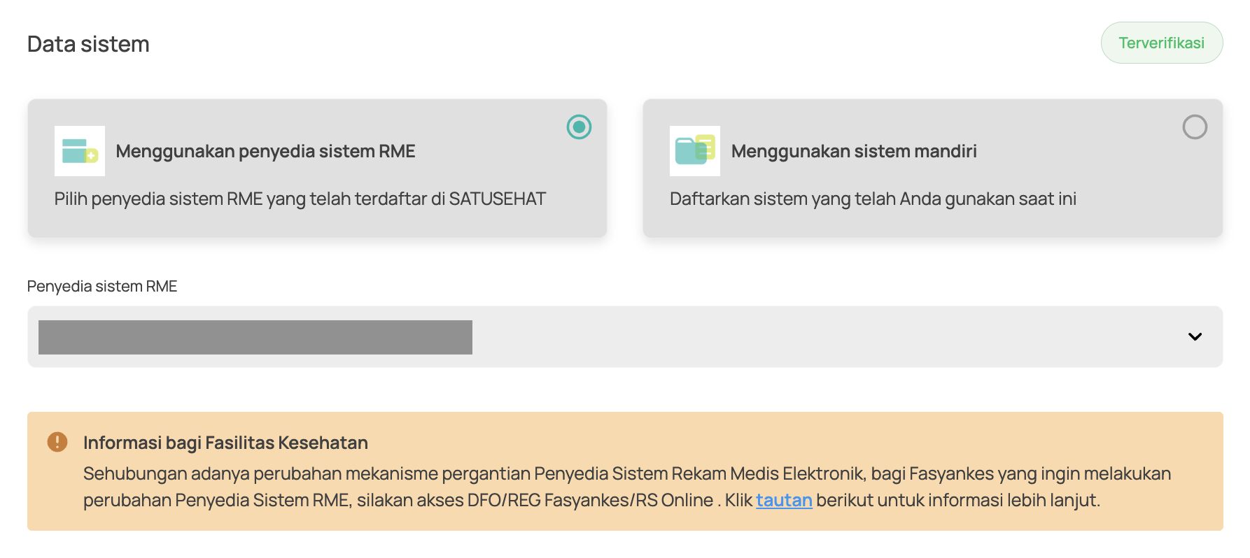Form _Edit_ Sistem Penyedia RME