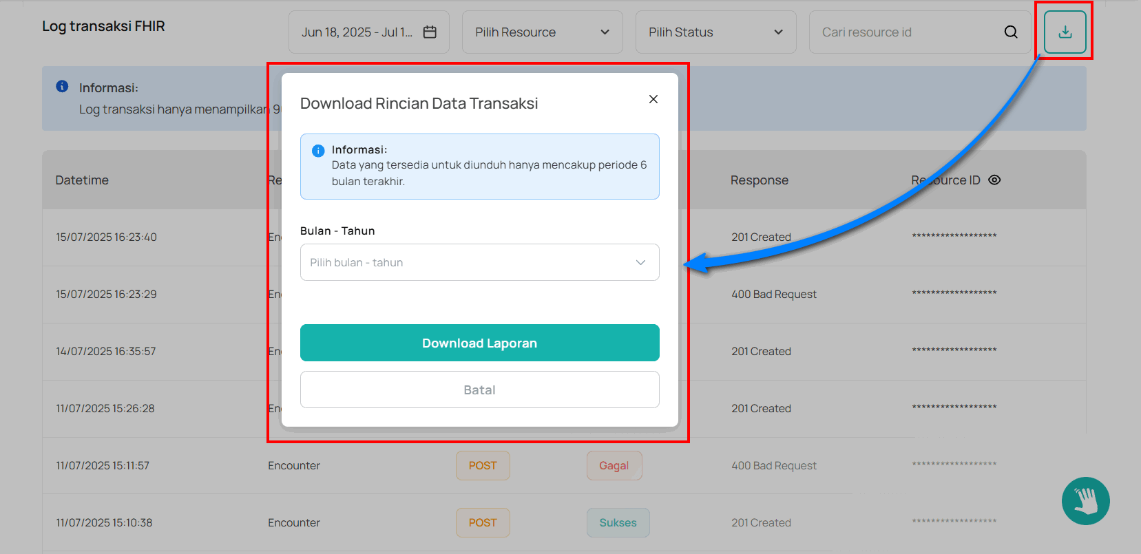 Tampilan Download