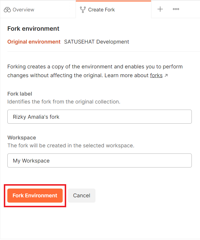 Environments Create Fork