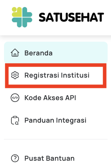 Menu Registrasi Institusi