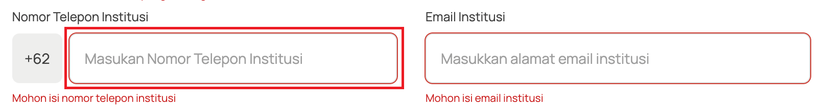 Kolom Nomor Telepon Institusi