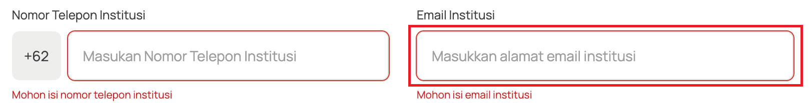 Kolom _Email_ Institusi